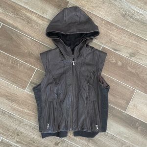 Leather hooded vest